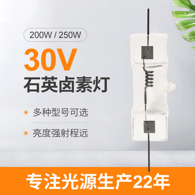 30V 200W ছোট হ্যালোজেন ডিসপ্লে অপটিক ল্যাম্প 250W কোয়ার্টজ হ্যালোজেন বাল্ব