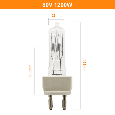 80V 1200W 230v 1000w হ্যালোজেন ল্যাম্প G22 দুই পিন হ্যালোজেন বাল্ব