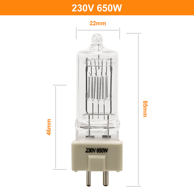 GY9.5 230V 650W হ্যালোজেন সার্চলাইট ল্যাম্প এসি রিফ্লেক্টর থিয়েটার প্রজেক্টর বাল্ব