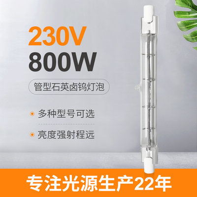 230V 800W R7s হ্যালোজেন বাল্ব 118mm ডিমেবল ডাবল এন্ডেড লিনিয়ার হ্যালোজেন ল্যাম্প