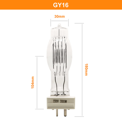 রেডিয়েটার সহ GY16 3000W কোয়ার্টজ হ্যালোজেন ল্যাম্প 3200k মেরিন সার্চলাইট বাল্ব