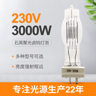 রেডিয়েটার সহ GY16 3000W কোয়ার্টজ হ্যালোজেন ল্যাম্প 3200k মেরিন সার্চলাইট বাল্ব