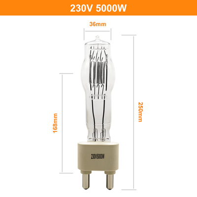 230V 5000W G38 ​​স্টুডিও কোয়ার্টজ লাইট বাল্ব বোট হ্যালোজেন ল্যাম্প 180mm 125000lm
