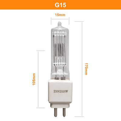 ফিল্ম স্টুডিও থিয়েটারের জন্য 110V 230v 2000w হ্যালোজেন বাল্ব কোয়ার্টজ ল্যাম্প G15 3200K