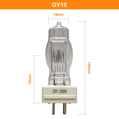 230v 2000w GY16 হ্যালোজেন সার্চলাইট ল্যাম্প 400h 3200K কোয়ার্টজ লাইট বাল্ব