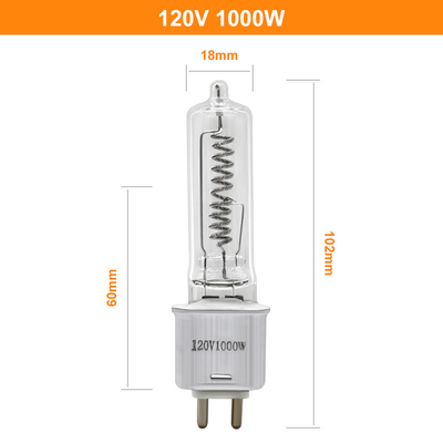120v 1000w হ্যালোজেন বাল্ব দ্বি পিন হ্যালোজেন বাল্ব মাঝারি G9.5 300h পর্যায় 3200K 300ore