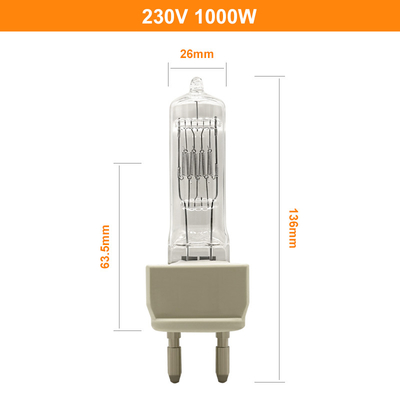 স্পেকট্রোফটোমিটার G22 এর জন্য 230V 1000W টাংস্টেন হ্যালোজেন ল্যাম্প