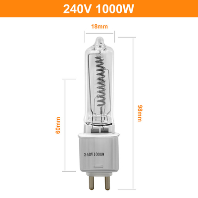 G9.5 240V 1000w টংস্টেন হ্যালোজেন ল্যাম্প একক শেষ স্টেজ এবং স্টুডিও ল্যাম্প