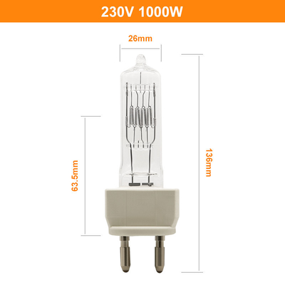 230v 1000w একক শেষ হ্যালোজেন লাইট বাল্ব ফিল্ম স্টুডিও লাইটিং মুভি প্রজেক্টর ল্যাম্প 300h