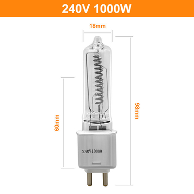 240V 1000W G9.5 হ্যালোজেন বিপিন লাইট বাল্ব ইনফ্রারেড হিটিং মুভি লাইট বাল্ব 98mm