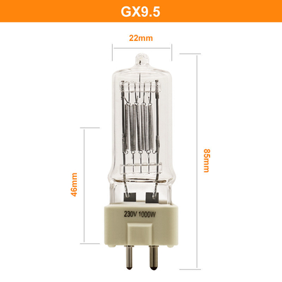 230V 1000W GX9.5 কোয়ার্টজ হ্যালোজেন লাইট বাল্ব সামঞ্জস্যপূর্ণ সিলভানিয়া ফটো অপটিক ল্যাম্প