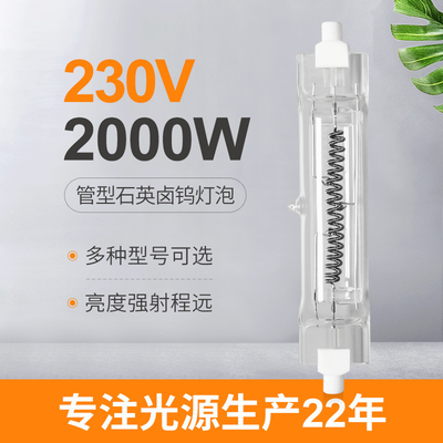 230V 2000W R7s লিনিয়ার হ্যালোজেন বাল্ব টিউব টাইপ 138mm 50000lm ডাবল শেষ