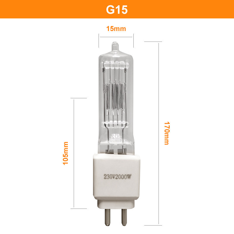 2000w দ্বি পিন হ্যালোজেন বাল্ব 230v 50000 লুমেন G15