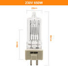 230V 650W ফটোগ্রাফি ভিডিও হালকা ফিল্ম এবং টেলিভিশন স্টেজ লাইট টংস্টেন হ্যালোজেন উষ্ণ আলো