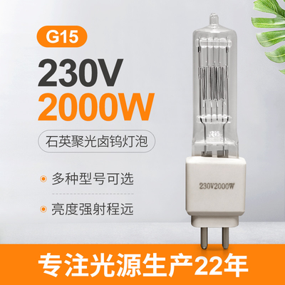 ফিল্ম স্টুডিও থিয়েটারের জন্য 110V 230v 2000w হ্যালোজেন বাল্ব কোয়ার্টজ ল্যাম্প G15 3200K